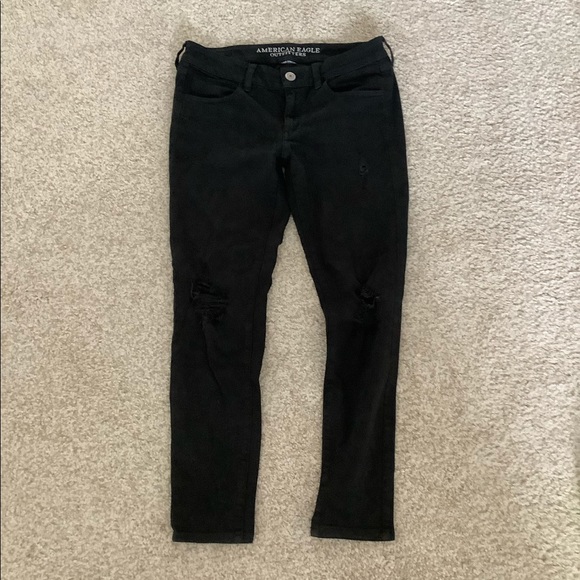 American eagle super stretch black ripped jeans - Picture 1 of 5